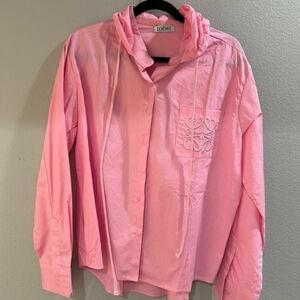 Loewe Pink Hooded Button-Front Overshirt